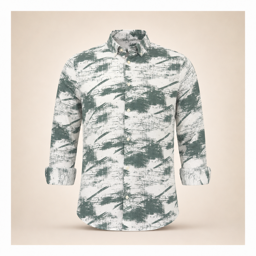 Sage Green Abstract Brush Print Shirt