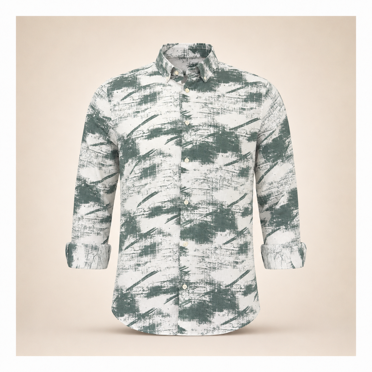 Sage Green Abstract Brush Print Shirt