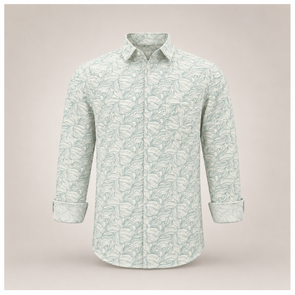 Mint Green Wave Print Shirt