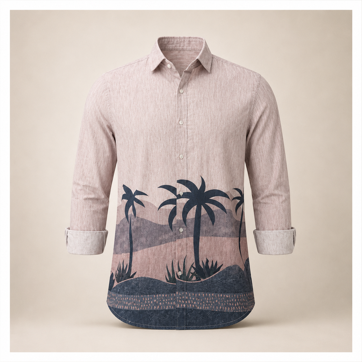 Dusty Pink Tropical Palm Print Shirt