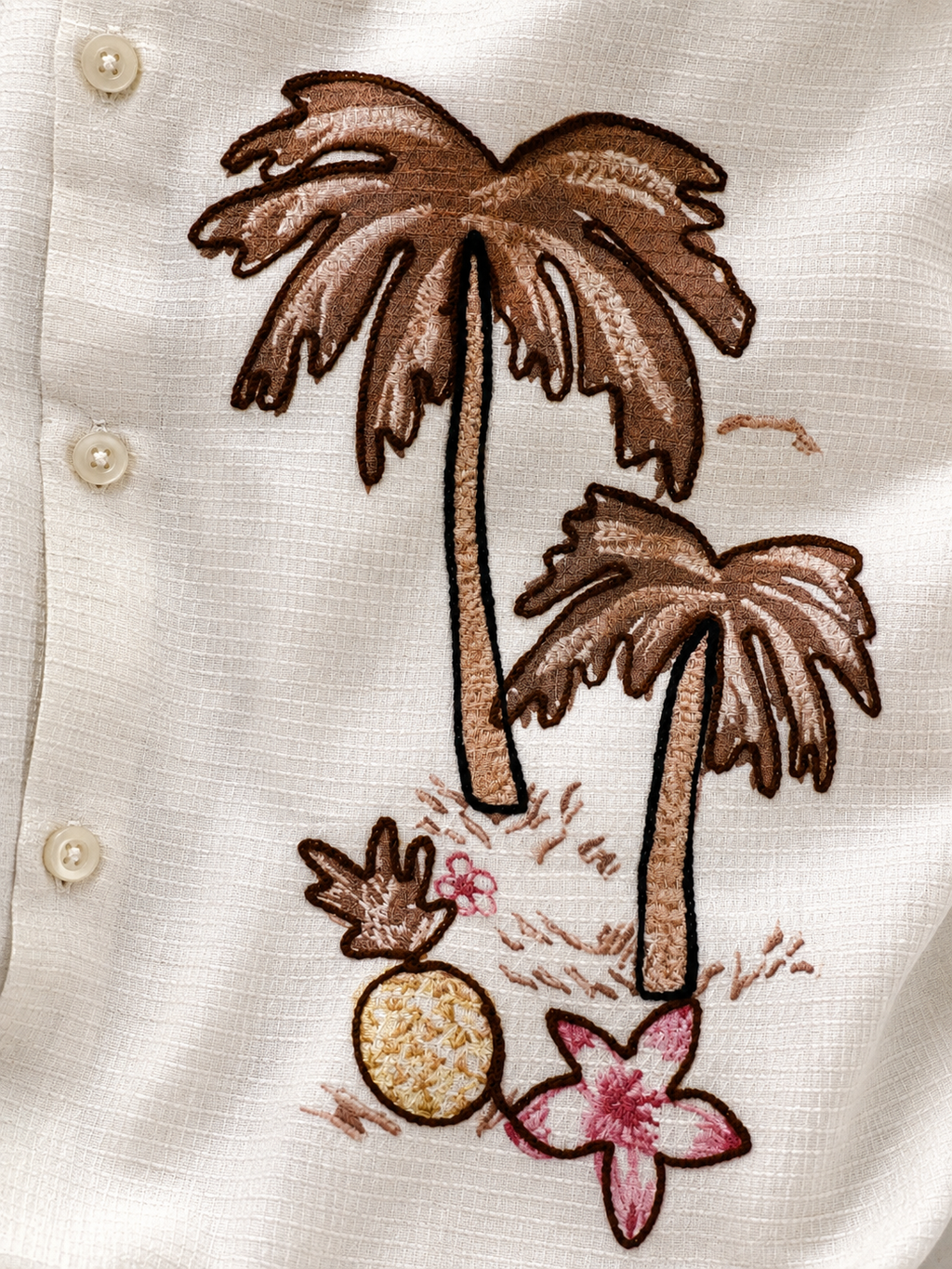 Ivory Palm & Pineapple Print Shirt
