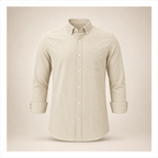 Beige Vertical Stripe Linen Shirt
