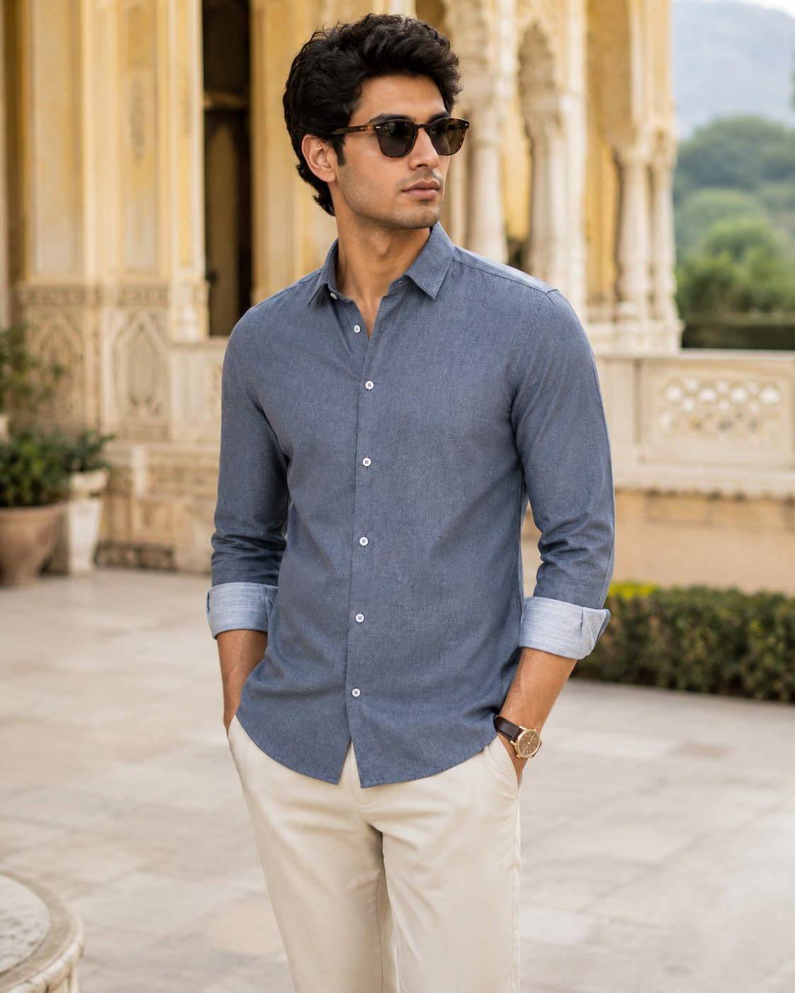 Slate Blue Solid Shirt