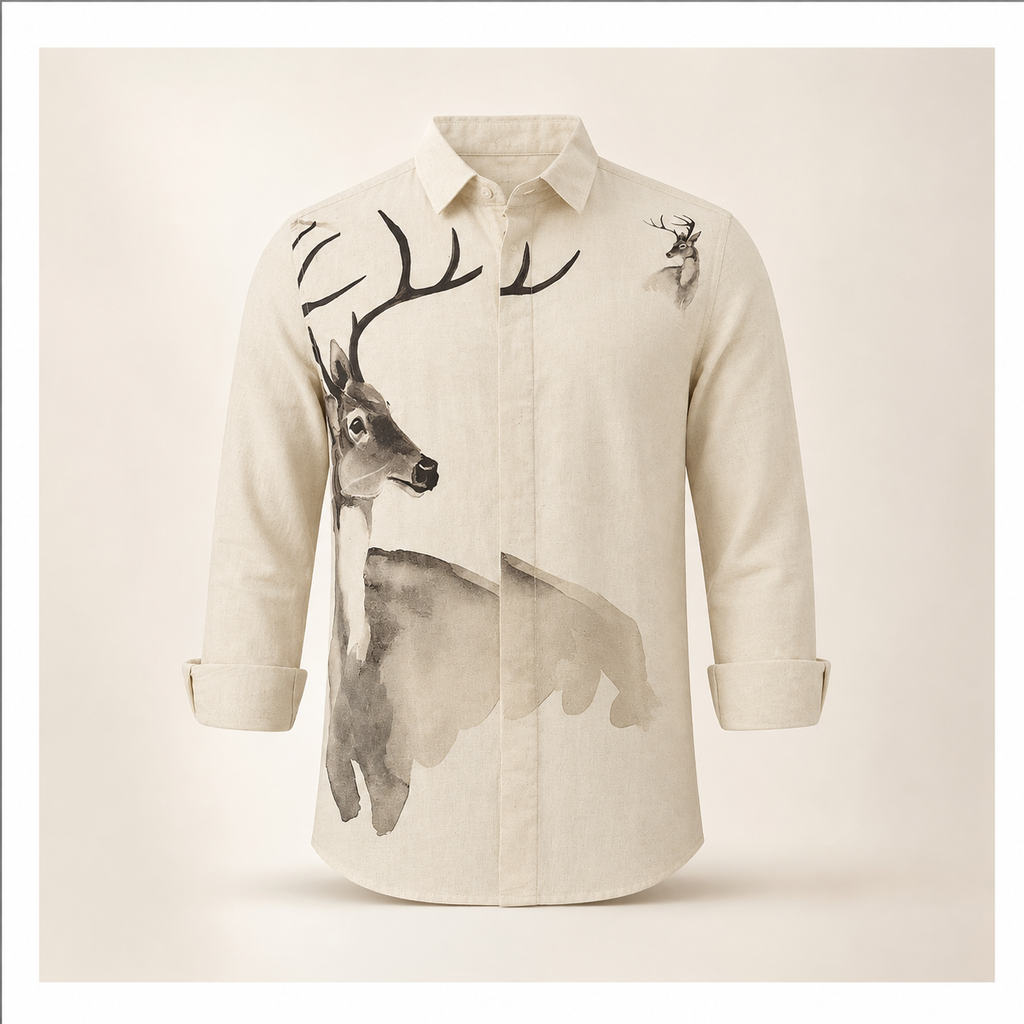 Deer Print Off-White Shirt