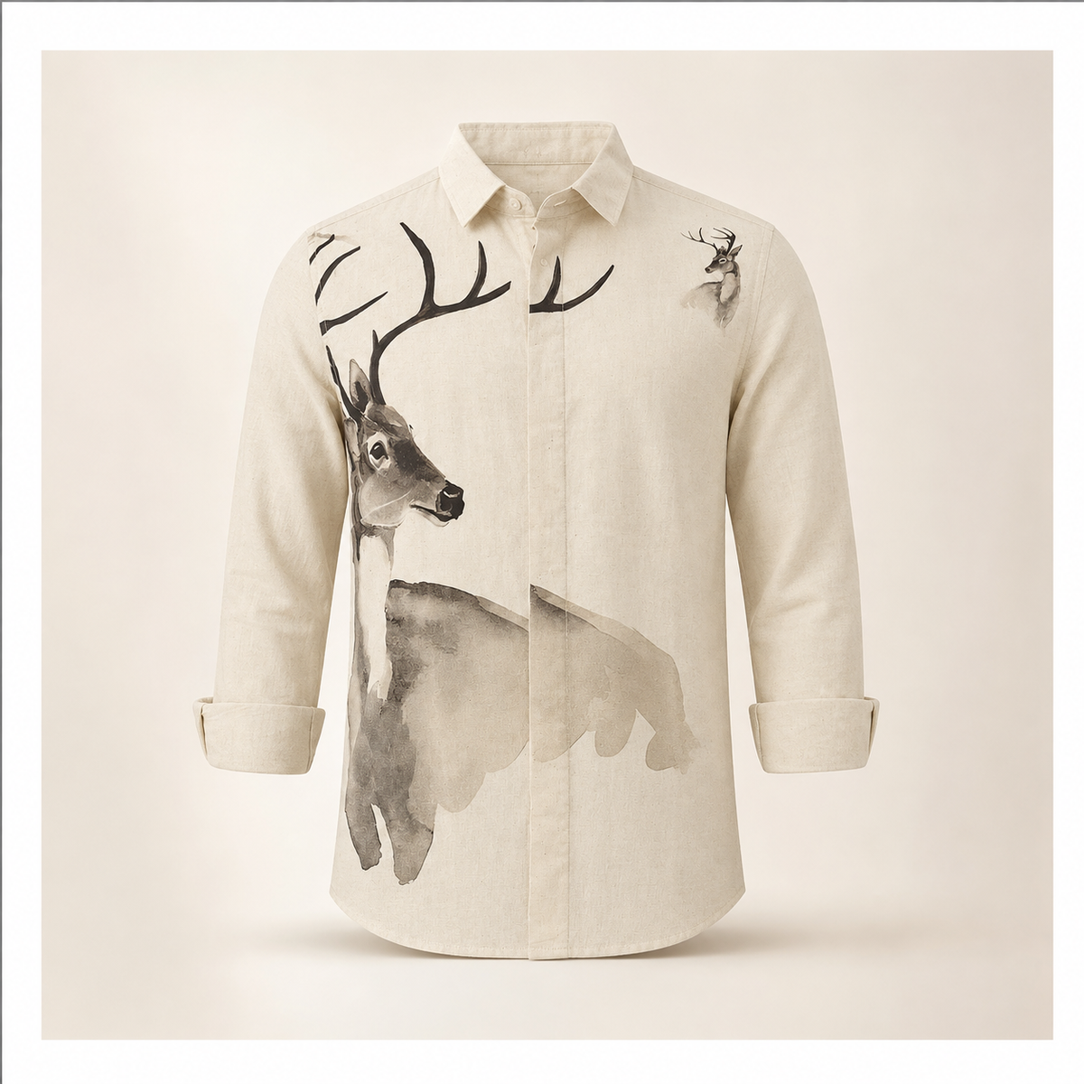Deer Print Off-White Shirt