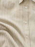 Beige Vertical Stripe Linen Shirt